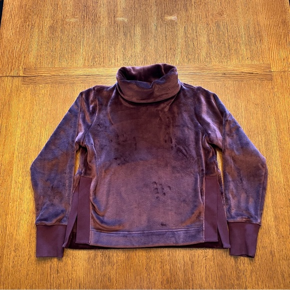 Athleta Double Cozy Karma Funnel Neck Sweatshirt Cabernet XXS Relaxed Fit Yoga - Picture 4 of 14